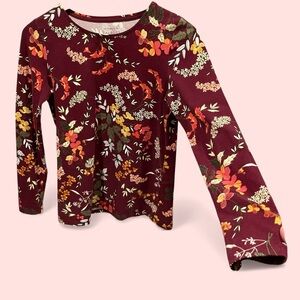 Cute stretchy burgundy wine floral long sleeve top Talbots